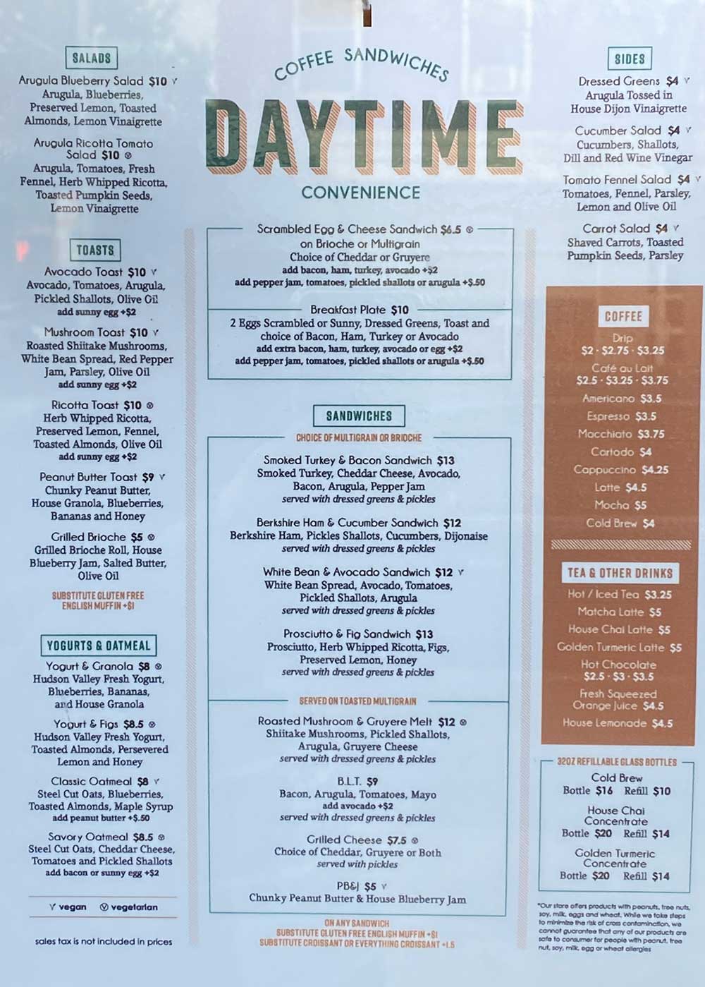 Daytime Menu brooklyn