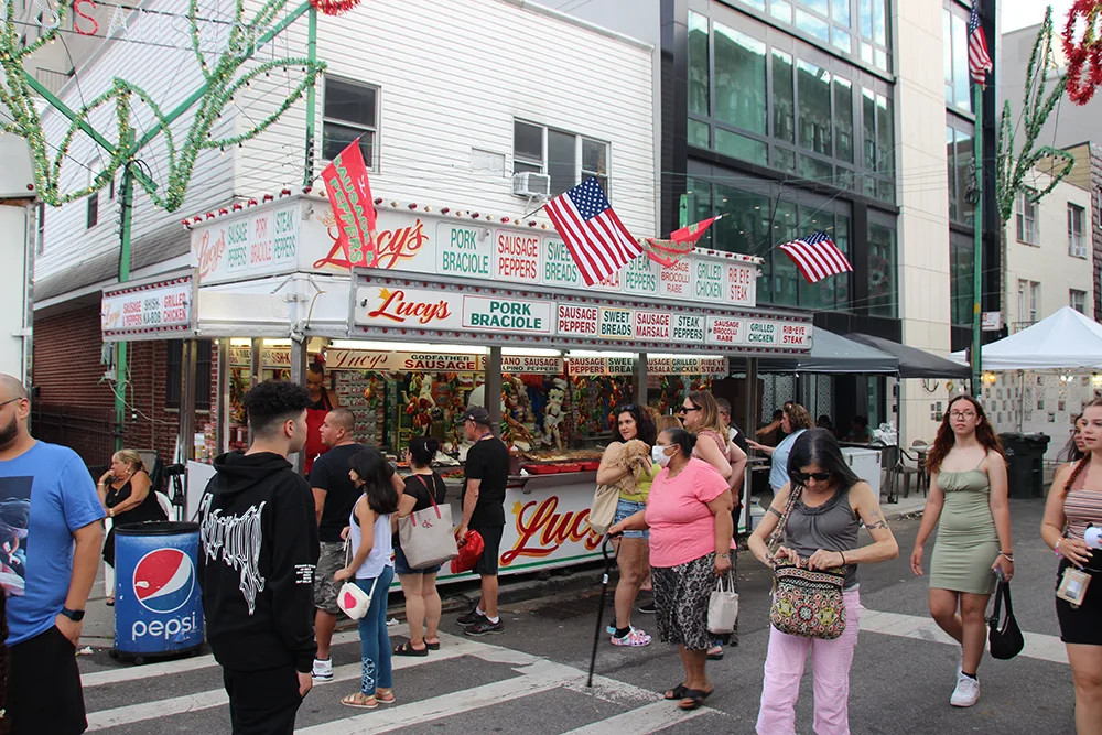 Italian festival food stand selling sausage and peppers at the 2022 feast